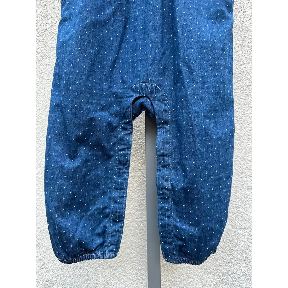 Baby Gap 1969 Denim Jumpsuit, Baby Size 18-24mo, Blue Polka Dot